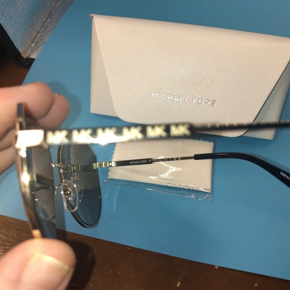 Michael Kors Cheyenne MK1109 Aviator Sunglasses Gold Smoke Gradient 10148G 60mm